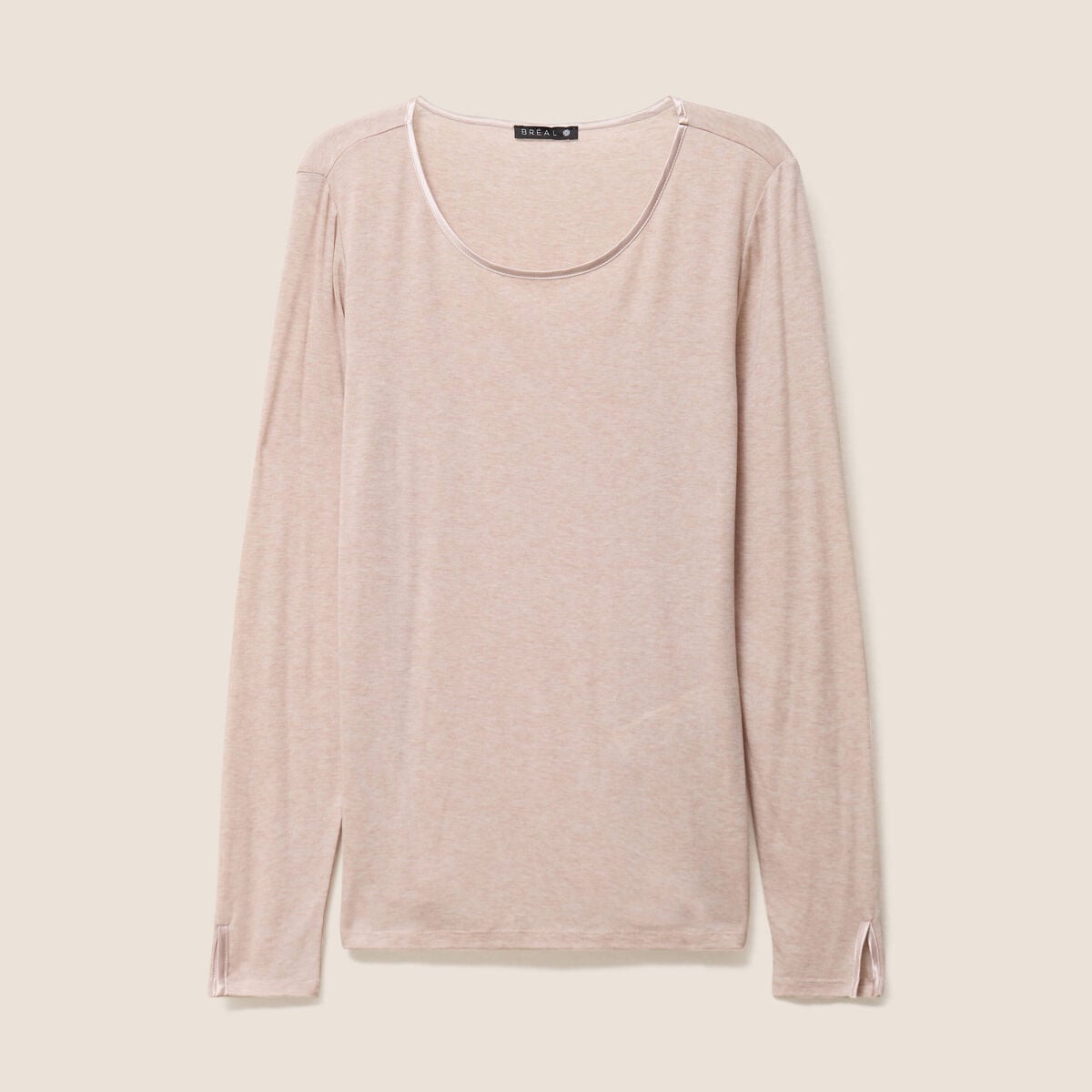 T-shirt ajust&eacute; manches longues beige femme