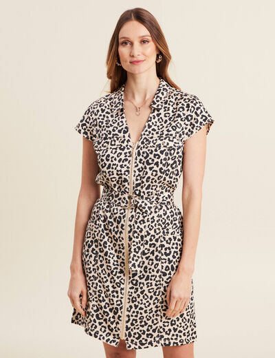 Robe droite zippée sable femme