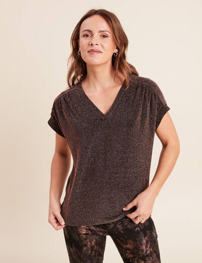 T-shirt manches courtes couleur cuivre femme