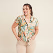 Chemise manches courtes nouée multicolore femme