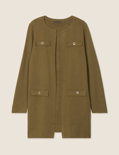 Gilet manches longues vert kaki femme