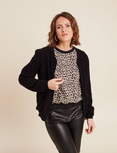 Gilet réversible ajouré noir femme