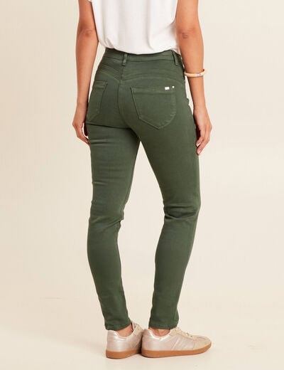 Jean magique L'Unique coupe ajust&eacute;e vert bouteille femme