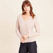 Pull col v manches longues brillant couleur or femme