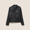 Veste courte droite aspect daim noir femme