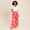 Pantalon coupe large taille haute pliss&eacute; rouge femme