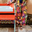 Pantalon flou large 7/8ème multicolore femme