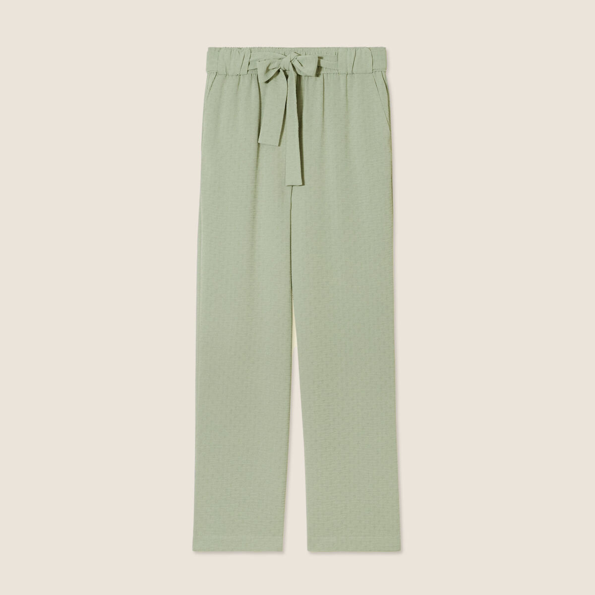 Pantalon flou droit 7/8ème vert clair femme