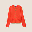 Gilet droit long &agrave; manches longues orange fonc&eacute; femme