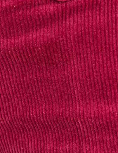 Pantalon large velours c&ocirc;tel&eacute; rouge fonc&eacute; femme