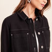 Veste droite courte manches longues denim noir femme