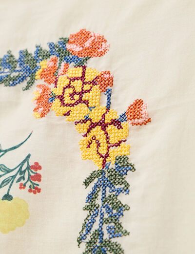 Foulard avec broderie multicolore femme