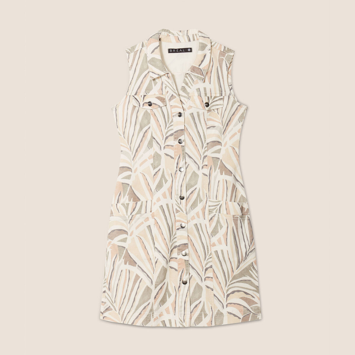 Robe droite en jean beige femme