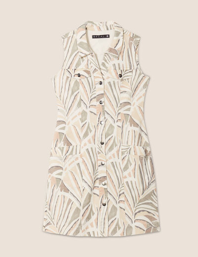 Robe droite en jean beige femme