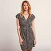 Robe droite zippée ceinturée noir femme