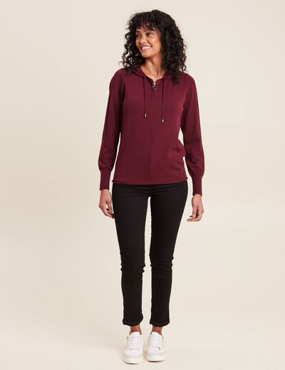 Pull manches longues bordeaux femme