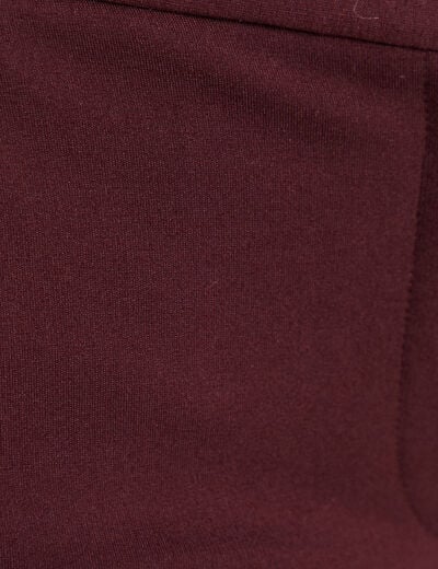 Pantalon chino ajusté 7/8ème bordeaux femme