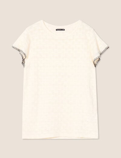 T-shirt manches courtes ecru femme