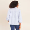 Chemise col montant manches 3/4 bleu femme