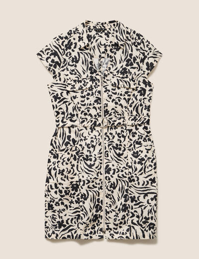 Robe droite zipp&eacute;e blanc femme