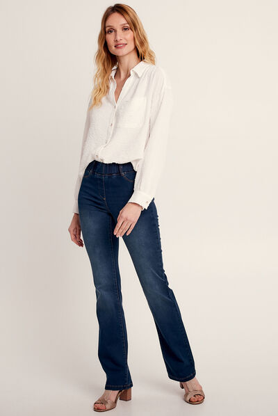 Jean tregging taille élastiquée denim brut femme