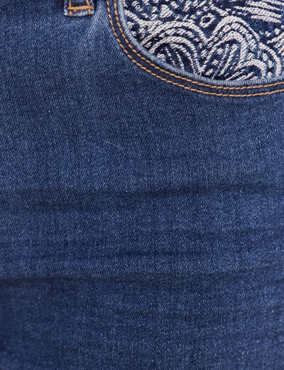 Jean ajust&eacute; 7/8&egrave;me taille bascul&eacute;e denim stone femme