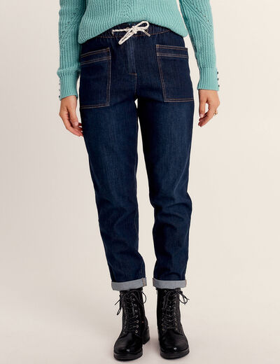Jean large à coulisse denim brut femme