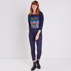 T shirt manches 34 bleu fonce femme