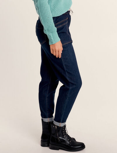 Jean large à coulisse denim brut femme