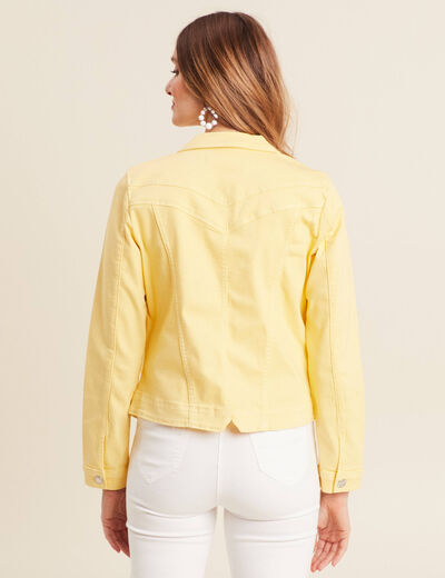 Blouson ajusté boutonné jaune clair femme