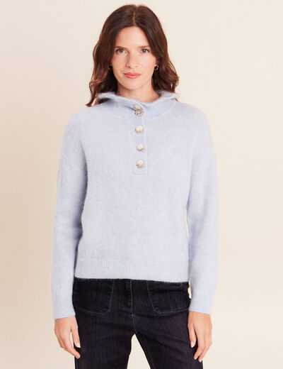 Pull col montant denim snow gris femme
