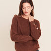 Pull col rond marron fonc&eacute; femme