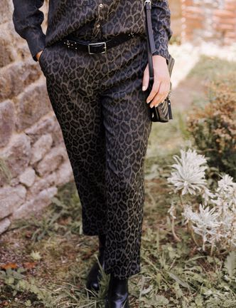 Pantalon flou taille bascul&eacute;e vert kaki femme