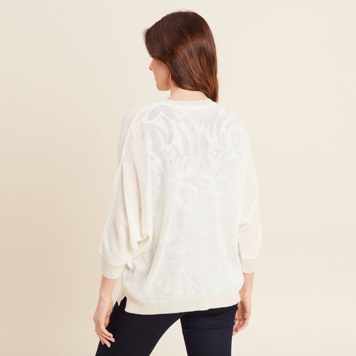 Gilet manches 3/4 ecru femme
