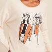 Pull col rond manches longues creme femme