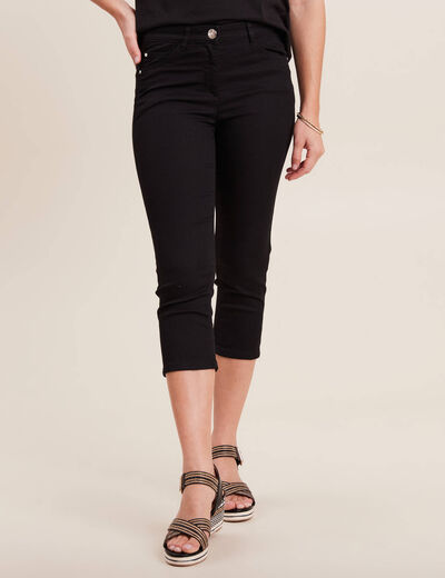 Pantacourt droit taille standard noir femme