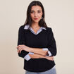 T-shirt manches 3/4 bleu marine femme
