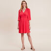 Robe empire smockée satin rose cerise femme