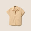 Blouse ample col chemise manches courtes beige femme