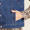 Veste droite sans manches en jean denim stone femme