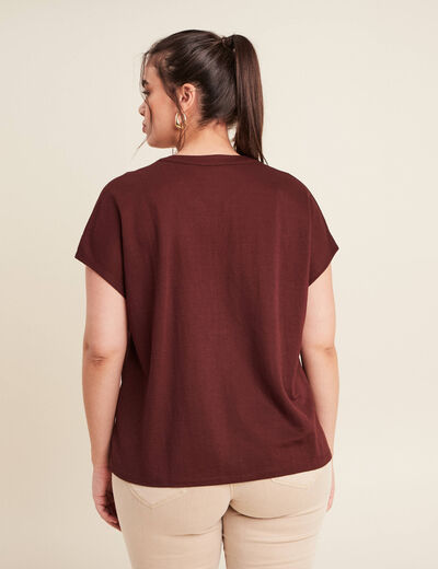 T-shirt manches courtes bordeaux femme