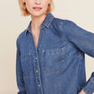 Chemise manches longues jean denim stone femme