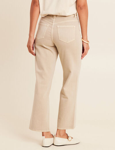 Jean large 7/8ème taille haute denim beige femme