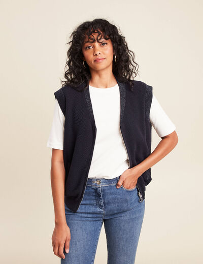 gilet réversible sans manches en coton multicolore femme