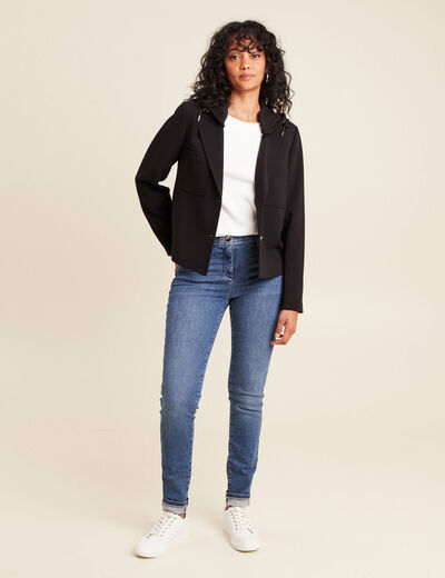 veste cintrée doublée avec capuche noir femme