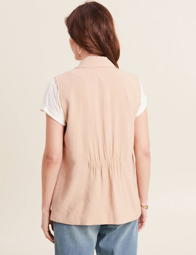 Veste tailleur sans manches beige femme