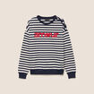 Sweat col rond &agrave; message bleu femme