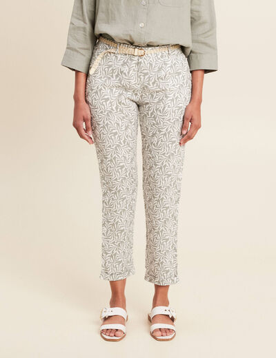 Pantalon à ceinture vert kaki femme