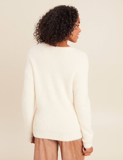 Pull col tunisien ivoire femme