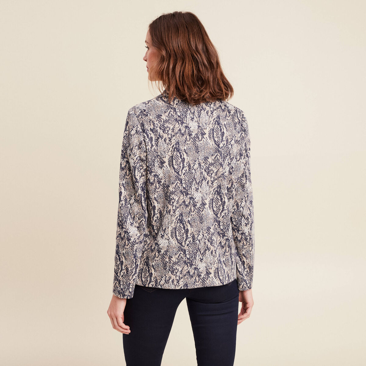 Veste cintr&eacute;e col ch&acirc;le beige femme